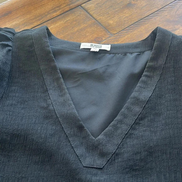 BB Dakota Steve Madden Womens Dress Black Stretch Mini V Neck Puff sz M - Picture 11 of 16